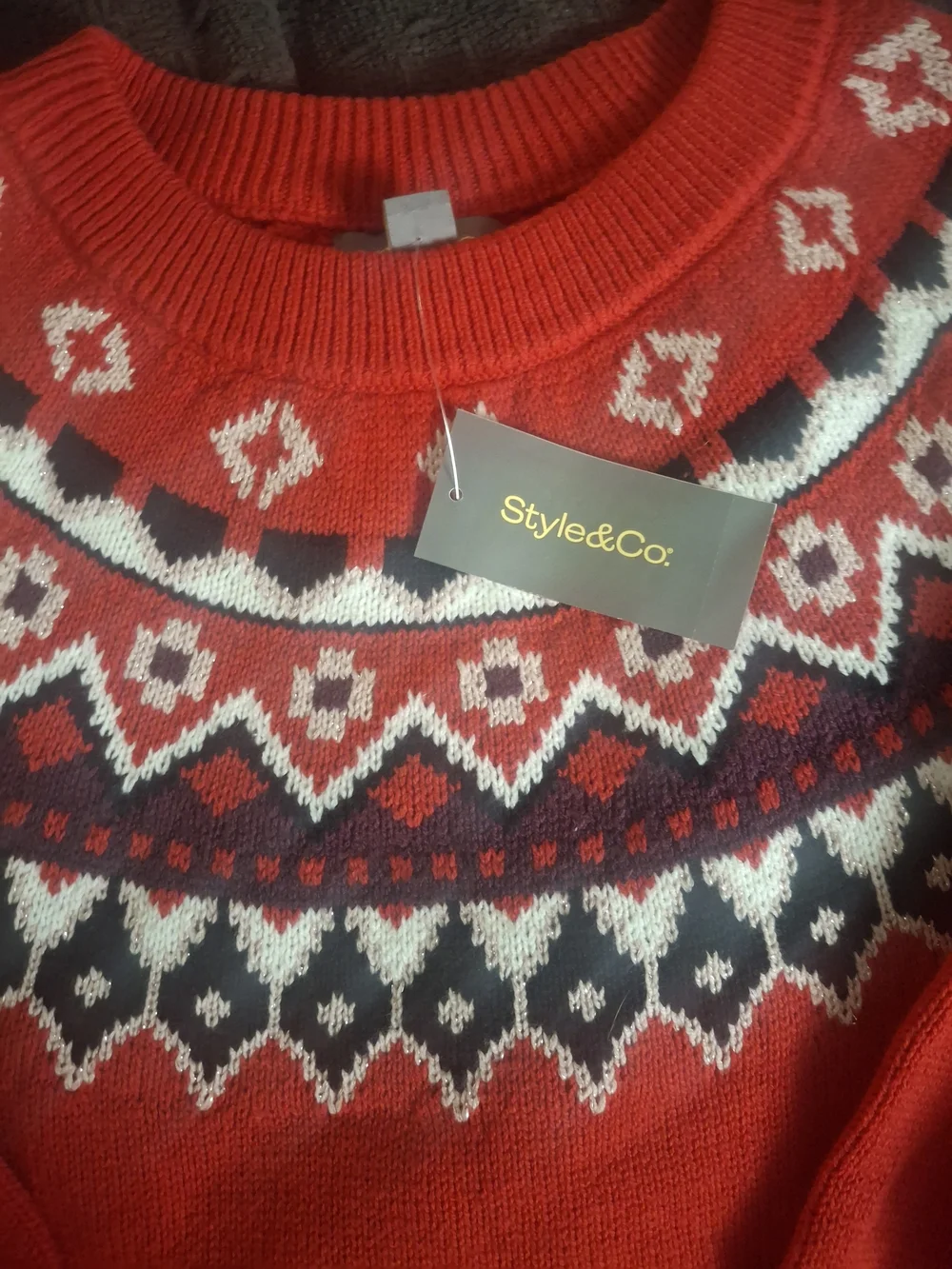 Red Fair Isle Crewneck Sweater for Women
